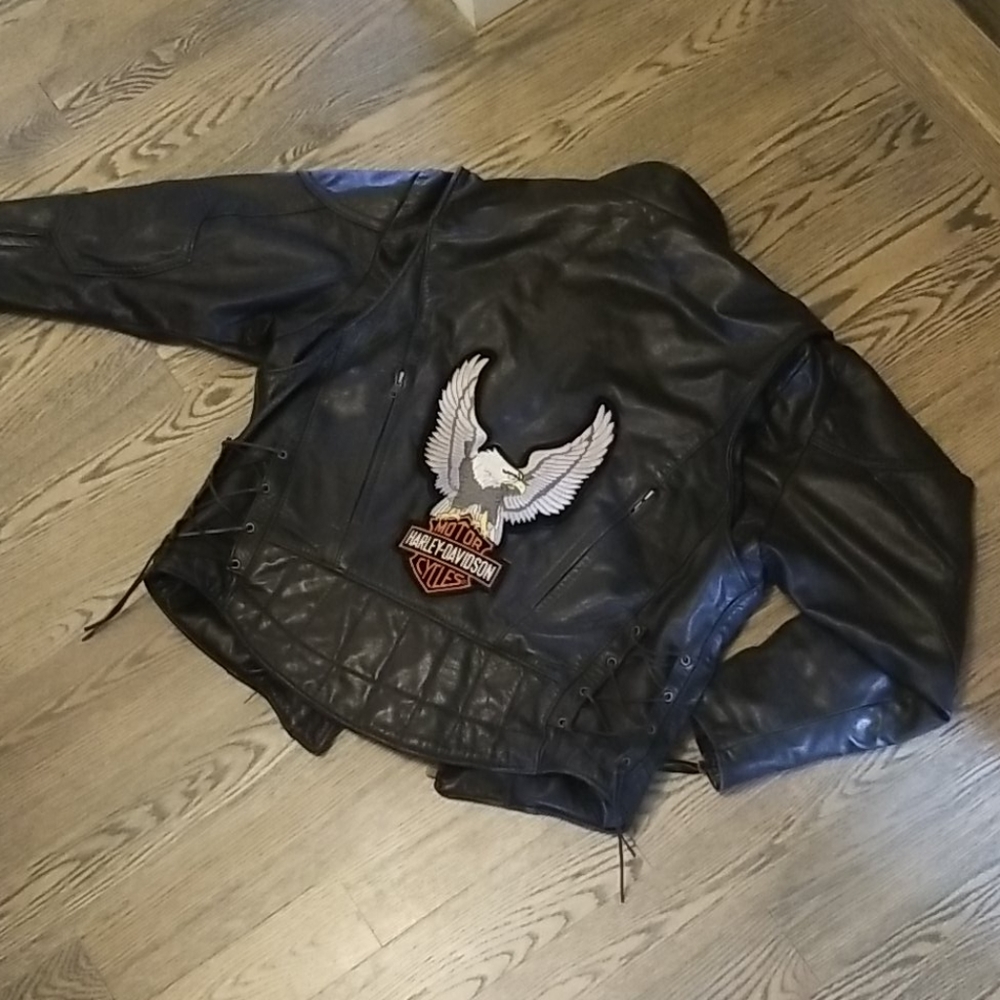 Vintage leather jacket Harley Davidson logo